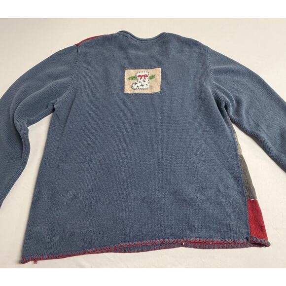 Vintage Cherokee Winter Holiday Christmas Patchwork Knit Sweater XL Stocking - Picture 2 of 12